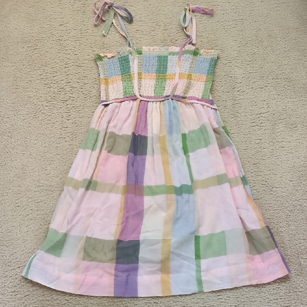 Vintage Levi's Pastel Plaid Smocked Lightweight Spaghetti Strap Mini Dress